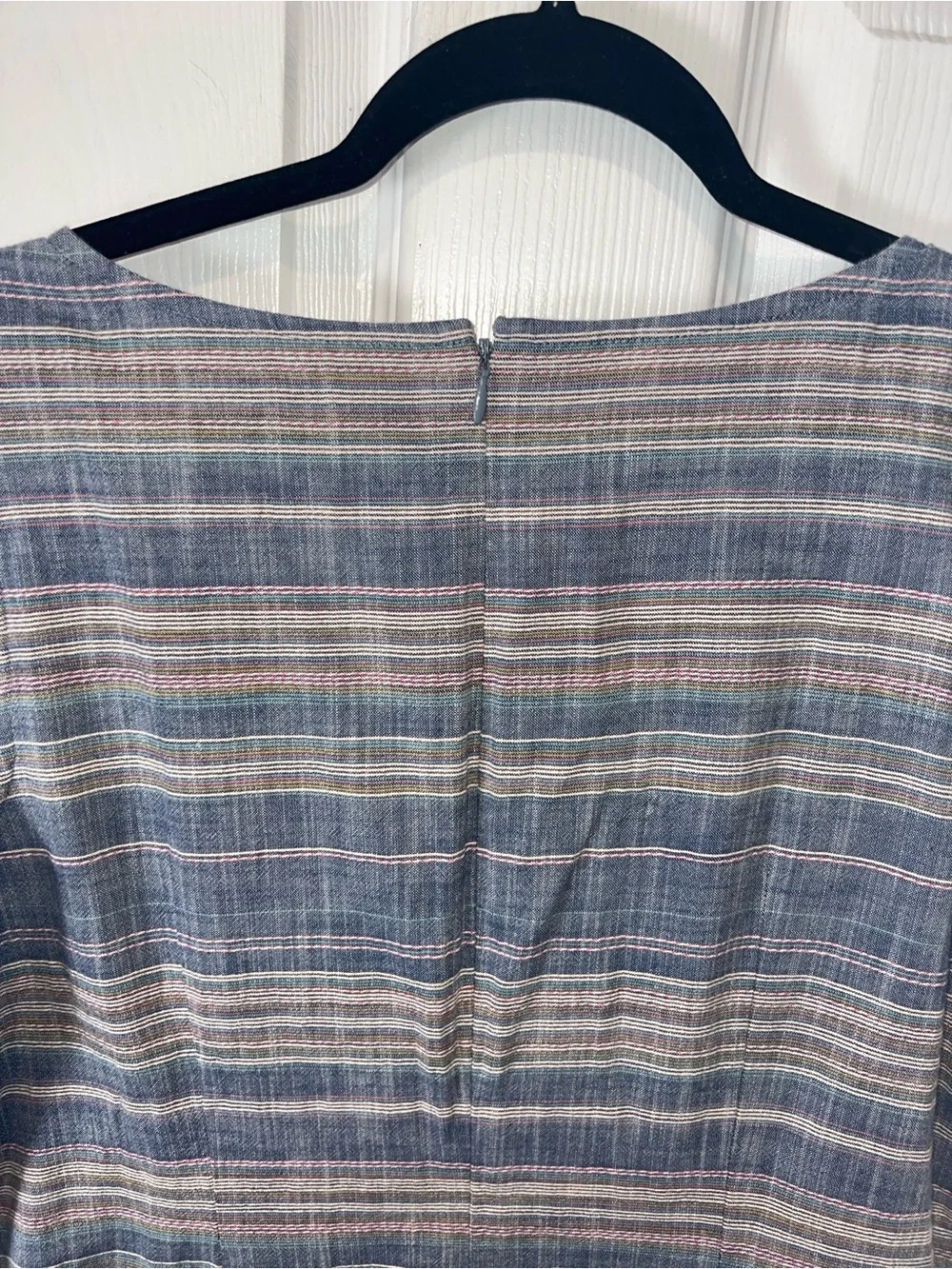 Talbots factory striped cotton sleeveless shift summer dress size 12